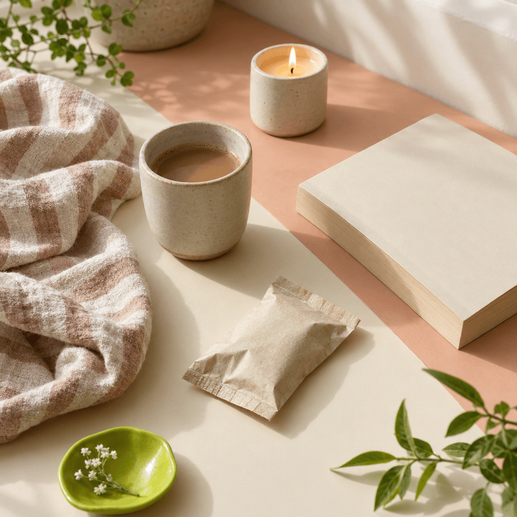 A ceramic cup and linen arranged for a quiet morning
